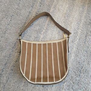 Michael Kors Brooklyn Applique Striped Medium Hobo Acorn Leather Bag Grommet